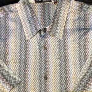 Vintage Jhane Barnes Zig-Zag Chevron Pattern Short Sleeved Shirt Sz: L